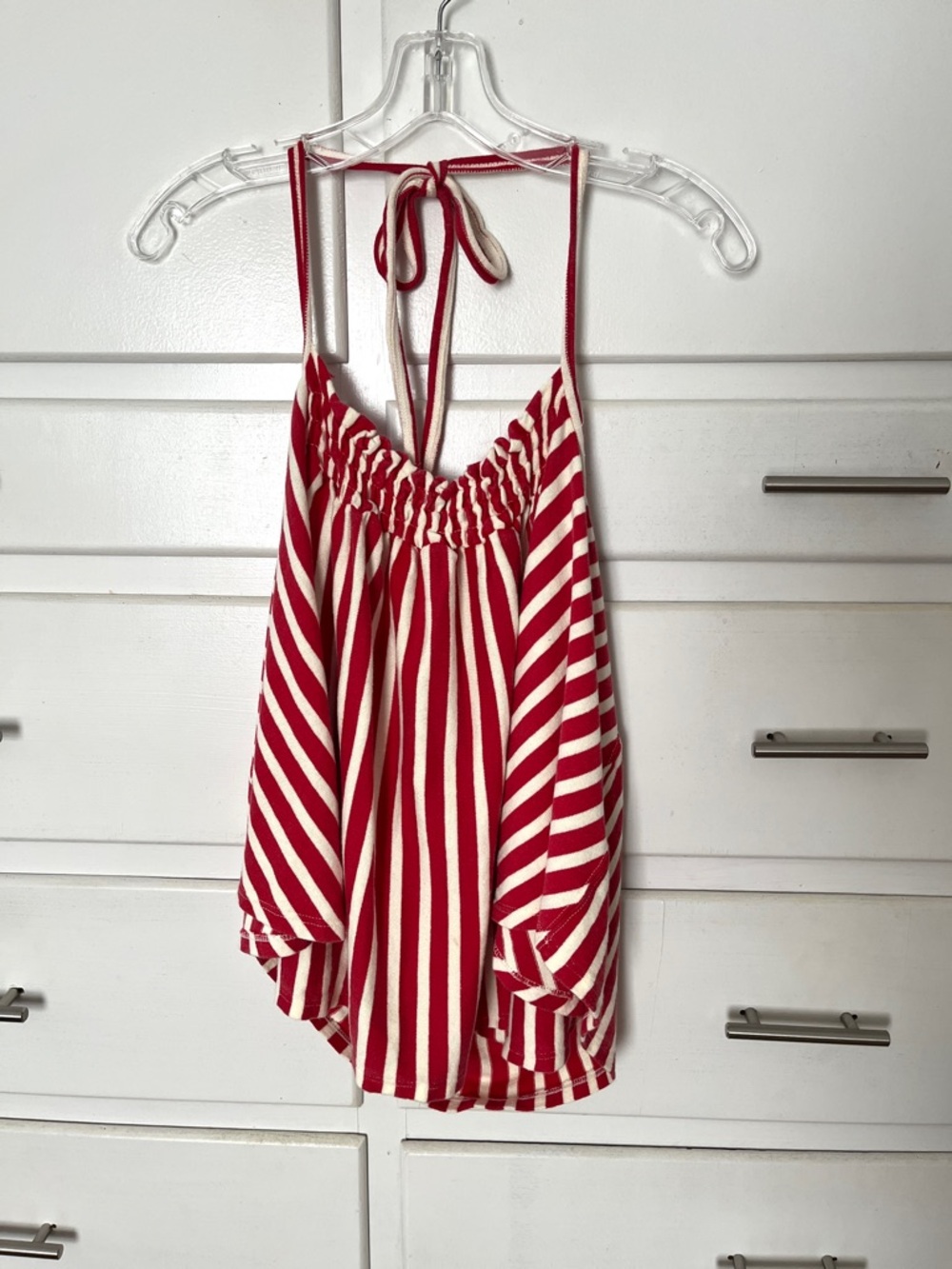 Free People 🆕 Coastal Town Red Striped Halter Top size X large - Picture 6 of 12